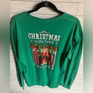 Southern yall Green Christmas Long Sleeve Shirt